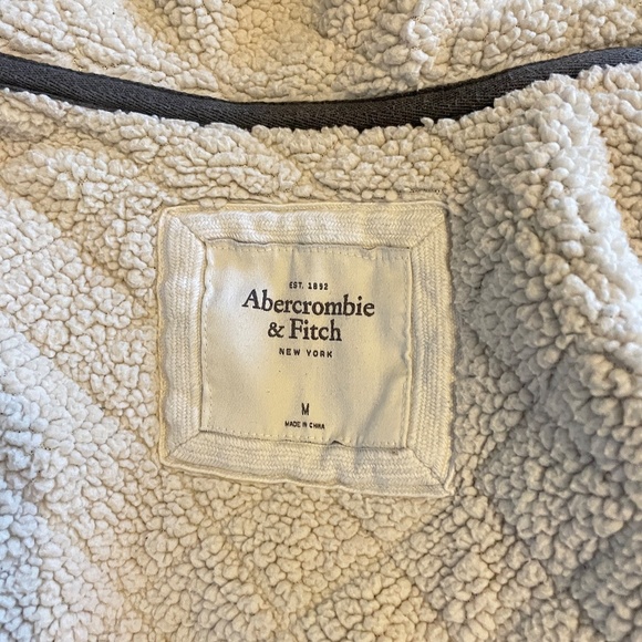 Abercrombie Fitch Bella Sherpa Lined Zip Hoodie Womens M Gray Quilted Y2K Preppy - Picture 7 of 13